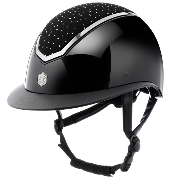 Paardrijcap Kylo Gloss Wide Peak Crystal Zwart/Chrome in de groep Rijuitrusting / Paardrijcaps / Zonneklep bij Equinest (0209020522BACH_r)