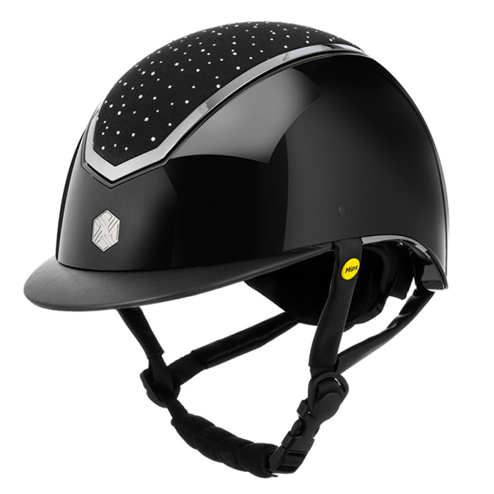 Paardrijcap MIPS Kylo Gloss Crystal Zwart/Chrome in de groep Rijuitrusting / Paardrijcaps / MIPS-caps bij Equinest (0209020622BACH_r)