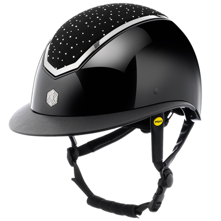 Paardrijcap MIPS Kylo Gloss Wide Peak Crystal Zwart/Chrome in de groep Rijuitrusting / Paardrijcaps / MIPS-caps bij Equinest (0209020722BACH_r)