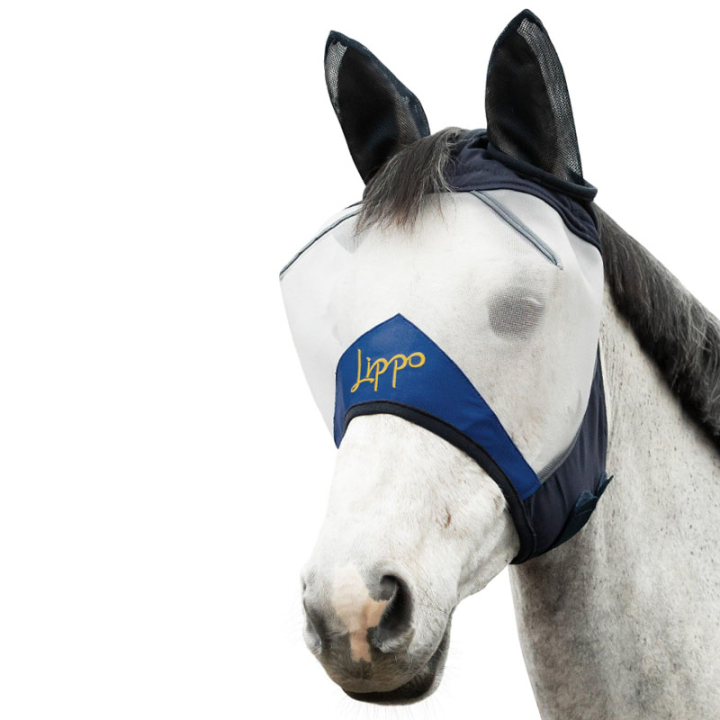 Vliegen oornetje Pro med Öron Wit/Marineblauw in de groep Vliegbescherming / Vliegenmaskers bij Equinest (229601WHNA_r)