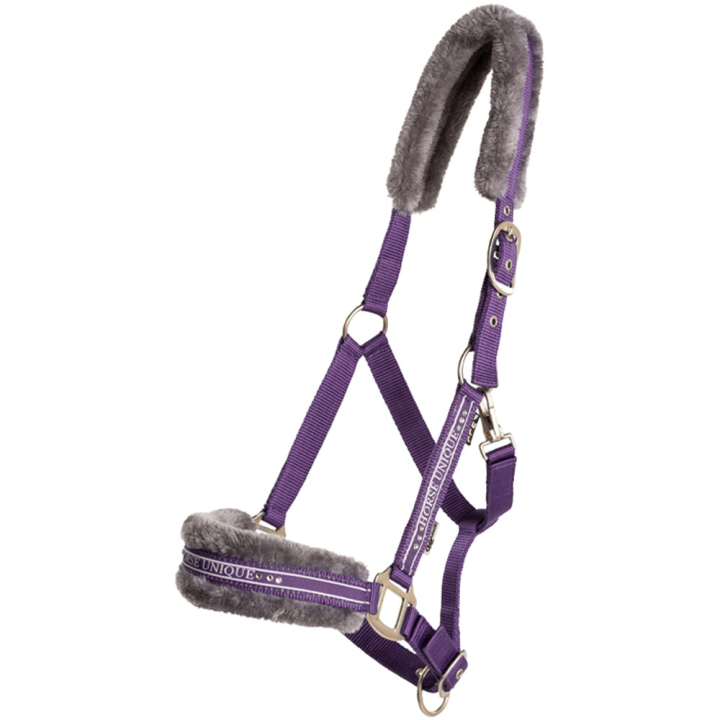 Halster met Fleece Paars/Grijs in de groep Paardenuitrusting / Halsters / Stof- & Nylon Halsters bij Equinest (243652PUGR_r)
