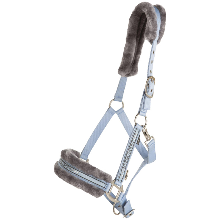 Halster met Fleece Lichtblauw/Grijs in de groep Paardenuitrusting / Halsters / Stof- & Nylon Halsters bij Equinest (243730LBLGR_r)
