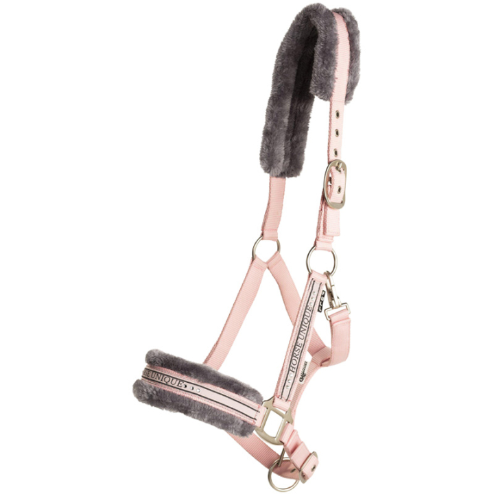Halster met Fleece Lichtroze/Grijs in de groep Paardenuitrusting / Halsters / Stof- & Nylon Halsters bij Equinest (243750LPIGR_r)