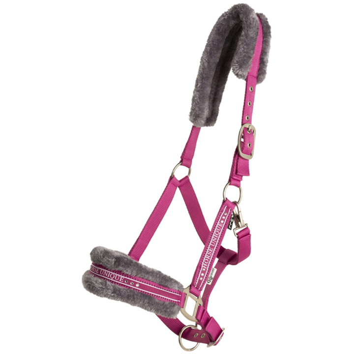 Halster met Fleece Roze/Grijs in de groep Paardenuitrusting / Halsters / Stof- & Nylon Halsters bij Equinest (243760PIGR_r)