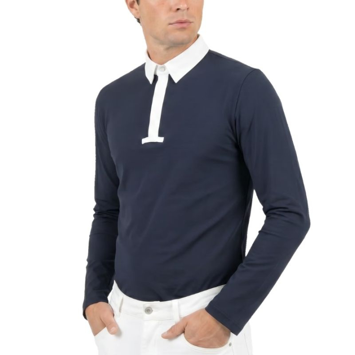 Wedstrijdshirt Heren Classic Long Sleeve Marineblauw in de groep Rijkleding / Rijtops & T-shirts / Wedstrijdtops bij Equinest (320260344NA_r)