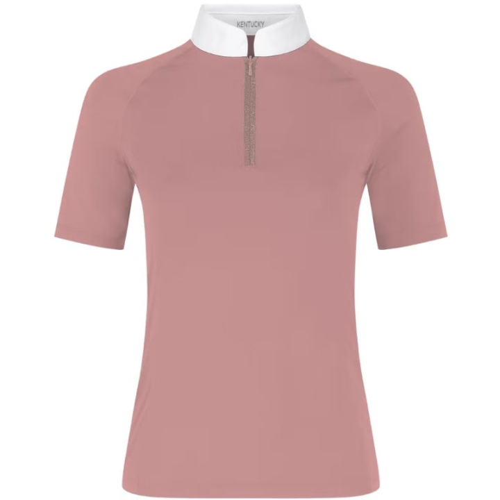 Wedstrijdshirt Classic Glitter Zipper Short Sleeve Oudroze in de groep Rijkleding / Rijtops & T-shirts / Wedstrijdtops bij Equinest (320281036OPI_r)