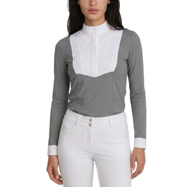 Wedstrijdshirt Heritage Air Long Sleeve Grijs in de groep Rijkleding / Rijtops & T-shirts / Wedstrijdtops bij Equinest (320300836GR_r)