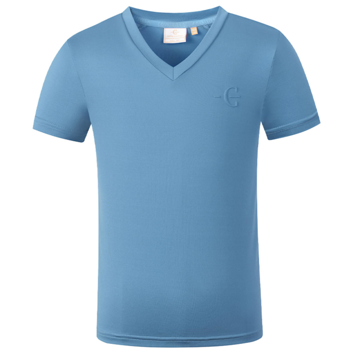 T-shirt Kind/Junior V-Neck Blauw in de groep Rijkleding / Rijtops & T-shirts / T-shirts bij Equinest (3231752BL_r)