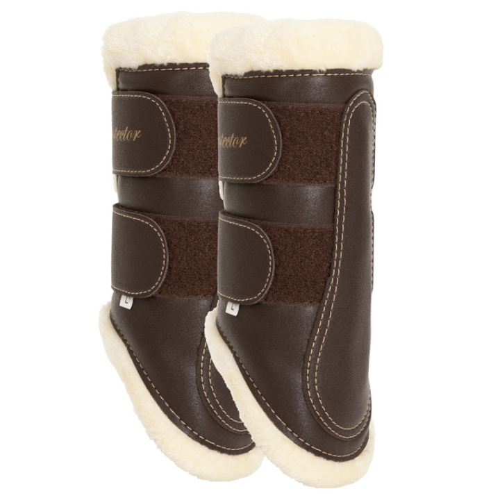Beenbeschermers met Wol Bruin/Natuurlijk in de groep Paardenuitrusting / Beenbeschermers & Bandages / Beenbeschermers & Dressuurbeschermers bij Equinest (338012BrNa_r)