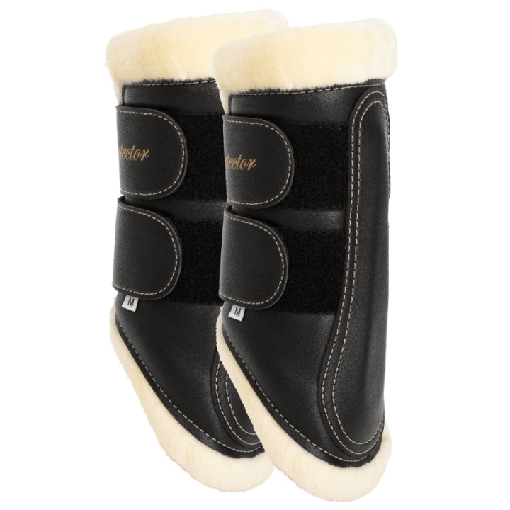 Beenbeschermers met Wol Zwart/Natuurlijk in de groep Paardenuitrusting / Beenbeschermers & Bandages / Beenbeschermers & Dressuurbeschermers bij Equinest (338012SvNa_r)