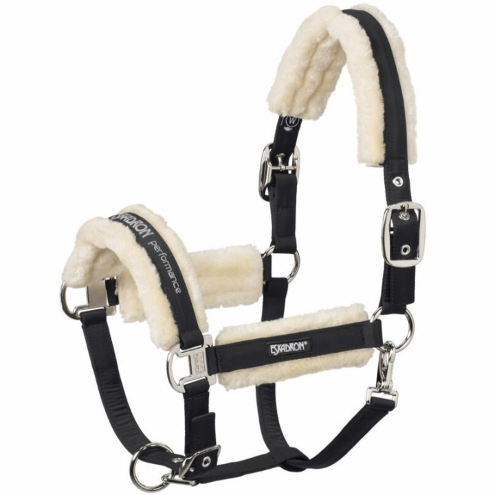 Halster Fauxfur Double Pin Zwart in de groep Paardenuitrusting / Halsters / Stof- & Nylon Halsters bij Equinest (42070083BA_r)