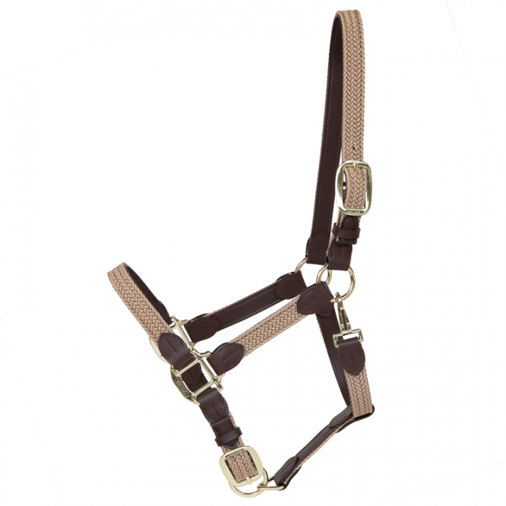 Halster Plaited Nylon Beige in de groep Paardenuitrusting / Halsters / Stof- & Nylon Halsters bij Equinest (4251632COBBE_r)