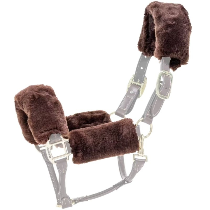 Sheepskin-set voor Halster Bruin in de groep Paardenuitrusting / Hoofdstellen & Frontriemen / Neuspluis & Nevelpluis bij Equinest (42603BR)
