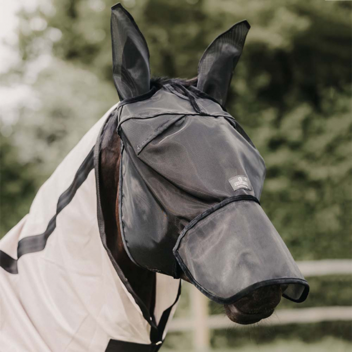 Vliegenmasker Classic met Oren en Neus Zwart in de groep Vliegbescherming / Vliegenmaskers bij Equinest (42644BA)