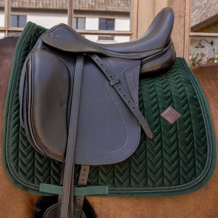 Dressuurzadeldekje Velvet Mini Pearls Groen in de groep Paardenuitrusting / Zadeldekjes / Dressuurzadeldekjes bij Equinest (4275074DRGN_r)
