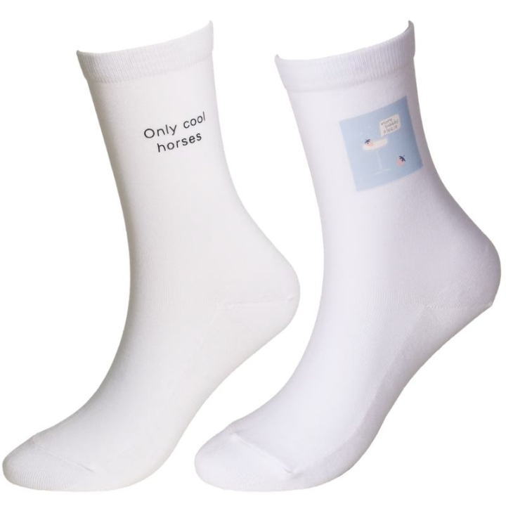 Sokken Cool Horses 2-pack Wit in de groep Rijkleding / Paardrijsokken bij Equinest (4275602COOLHWH_r)