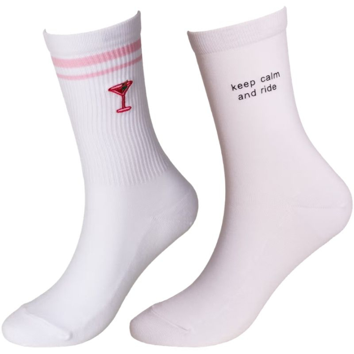 Sokken Keep Calm 2-pack Wit in de groep Rijkleding / Paardrijsokken bij Equinest (4275602KEEPCWH_r)