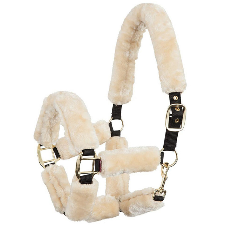 Halster Synthetic Sheepskin Zwart/Natuur in de groep Paardenuitrusting / Halsters / Stof- & Nylon Halsters bij Equinest (432174BANAT)