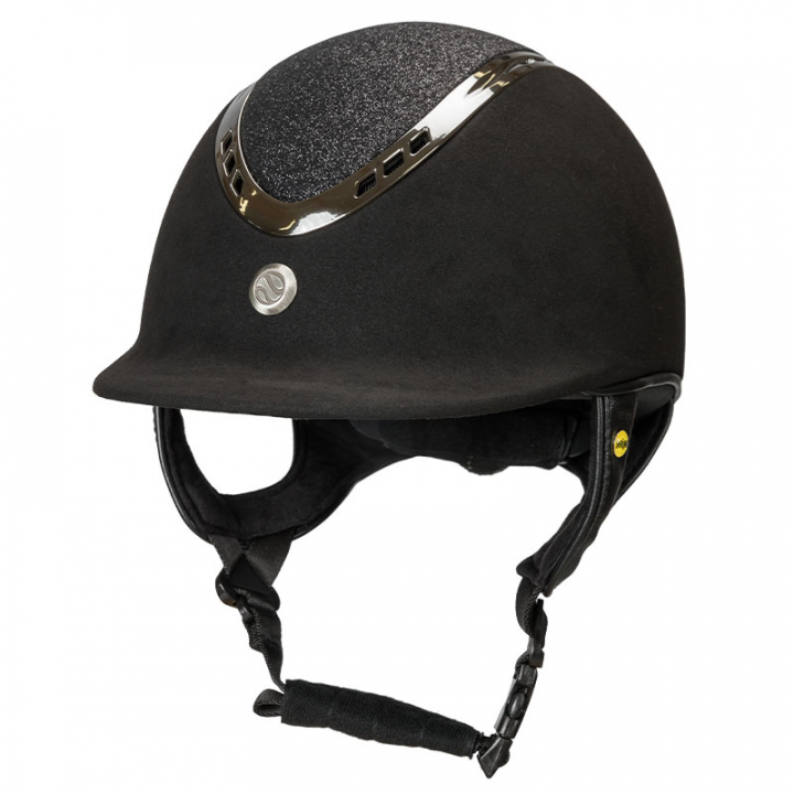 Paardrijcap EQ3 Pardus met Schroef Microfiber Glitter Zwart Zand in de groep Rijuitrusting / Paardrijcaps / MIPS-caps bij Equinest (49430000BA)
