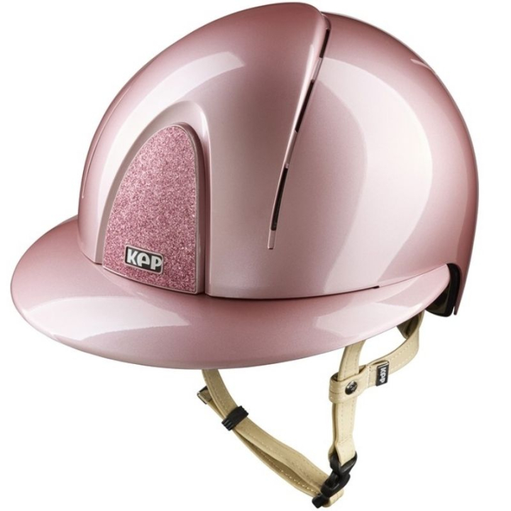 Paardrijcap Smart Nova Metal Polish Polo Star Cream Strap Roze/Roze in de groep Rijuitrusting / Paardrijcaps / Zonneklep bij Equinest (51090044141402PKPK_r)