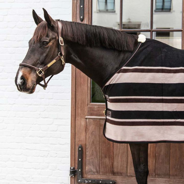Fleecedeke Heavy Stripes Bruin in de groep Paardendekens / Fleecedekens bij Equinest (52147BR_r)
