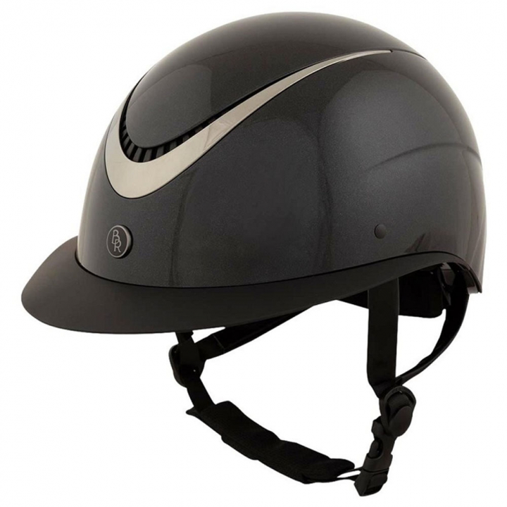 Paardrijcap Theta Plus Glossy Zwart/Gunmetal in de groep Rijuitrusting / Paardrijcaps / Zonneklep bij Equinest (541042BA)