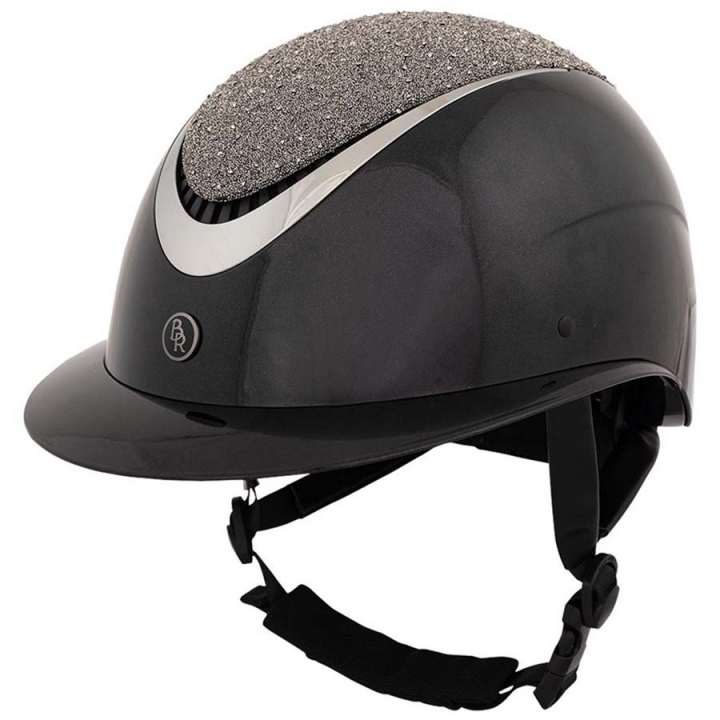 Paardrijcap Theta Glamourous Glossy Zwart/Gunmetal in de groep Rijuitrusting / Paardrijcaps / Zonneklep bij Equinest (541047BA)