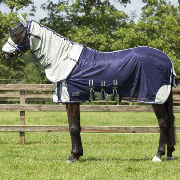 Vliegendeke met afneembare hals en oornetje Blauw in de groep Vliegbescherming / Vliegendekens bij Equinest (6013BL125BL_r)