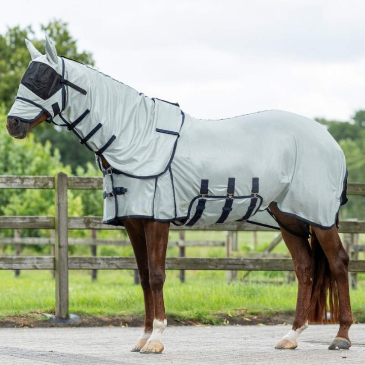 Vliegendeke met afneembare hals en oornetje Grijs in de groep Vliegbescherming / Vliegendekens bij Equinest (6013GS125GR_r)