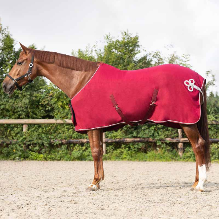 Fleecedeke Ornament Burgundy/Silber in de groep Paardendekens / Fleecedekens bij Equinest (6014BOZI145WN_r)