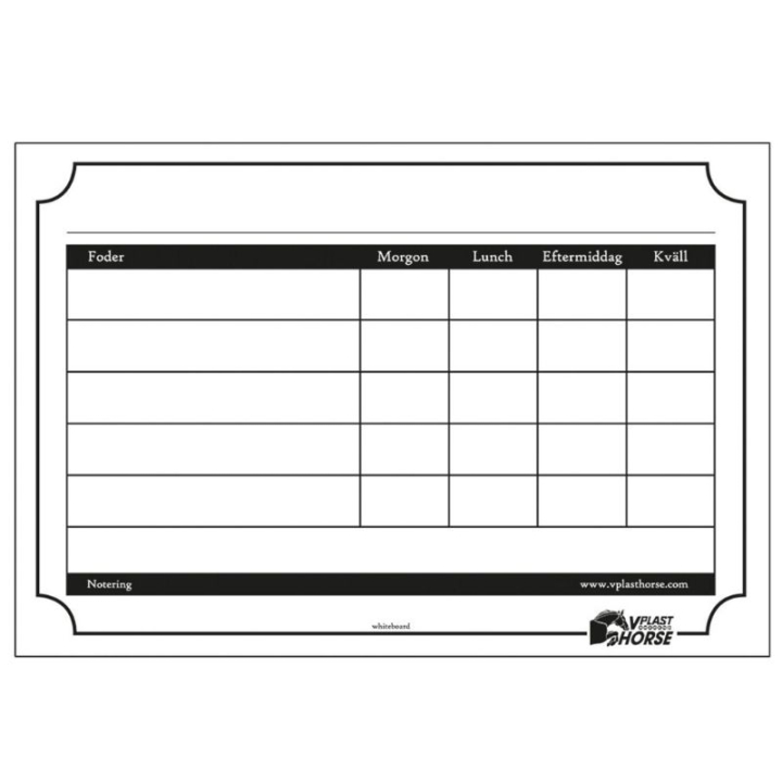 Voerschema-bord 20x29cm Wit in de groep Stal & Weide / Staluitrusting / Divers bij Equinest (601659WH)