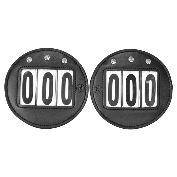 Nummerlabel HS Vegan Leather Strass 2-pack Zwart in de groep Paardenuitrusting / Accessoires / Startnummers bij Equinest (603803BA)