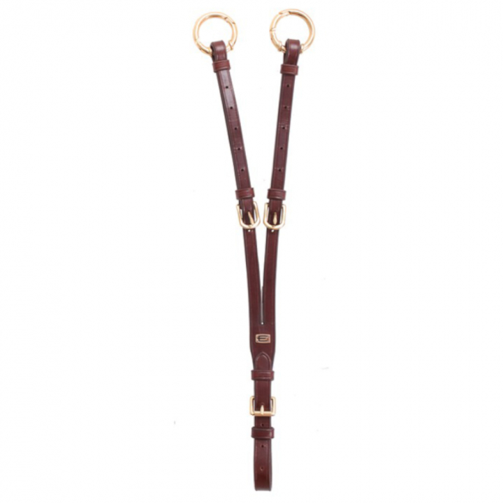 Korte Martingaal E-logo met Openable Rings Bruin/Messing in de groep Paardenuitrusting / Martingaal & Borsttuig / Martingaal bij Equinest (610001100202BR)