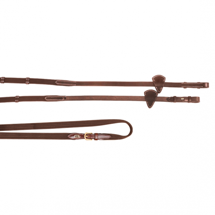 Webband Teugels E-logo Bruin/Messing in de groep Paardenuitrusting / Teugels / Webband Teugels bij Equinest (623000100203BR)