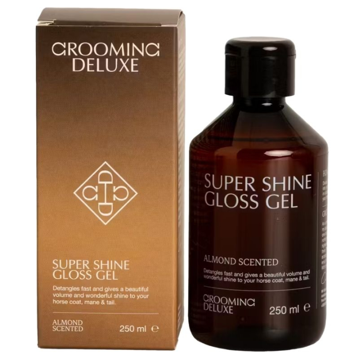 Vachtglans Super Shine Gloss Gel Almond 250ml in de groep Paardenverzorging en Verzorging / Vachtverzorging / Vachtglans bij Equinest (72111BE-250)