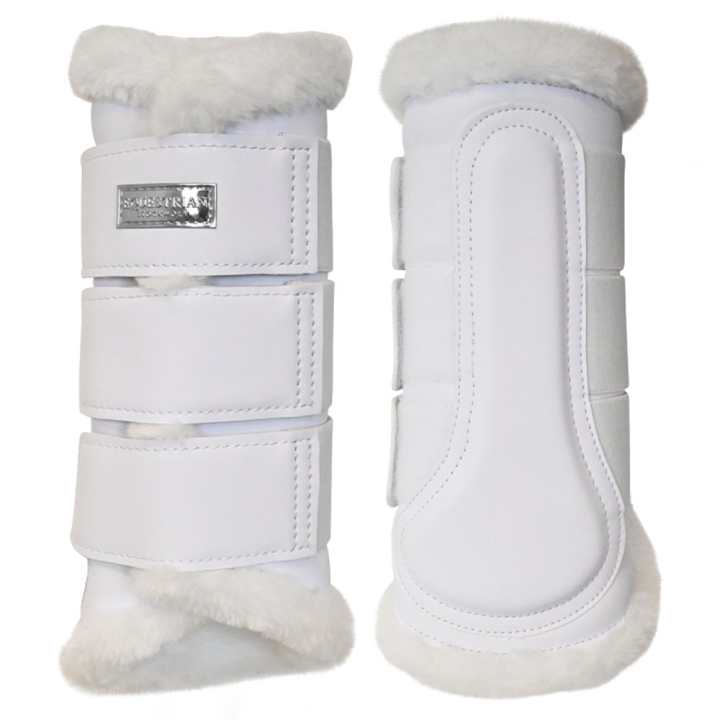 Beenbeschermers ES Faux Fur White Silver in de groep Paardenuitrusting / Beenbeschermers & Bandages / Beenbeschermers & Dressuurbeschermers bij Equinest (734020641827WHSI_r)