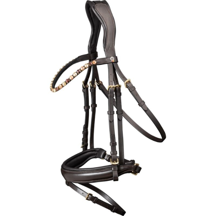 Dressuurhoofdstel X-Line Goldheart Bruin in de groep Paardenuitrusting / Hoofdstellen & Frontriemen / Kandare & Dressuurhoofdstel bij Equinest (9576430PBR_r)