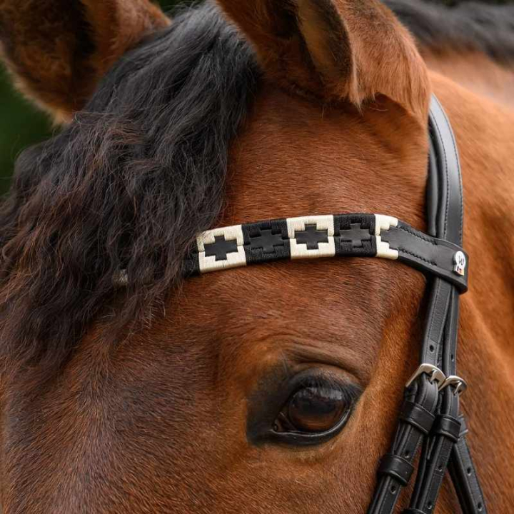 Frontriem Polo X-Line Zwart/Beige in de groep Paardenuitrusting / Hoofdstellen & Frontriemen / Frontriemen bij Equinest (9589301VBLABE_r)
