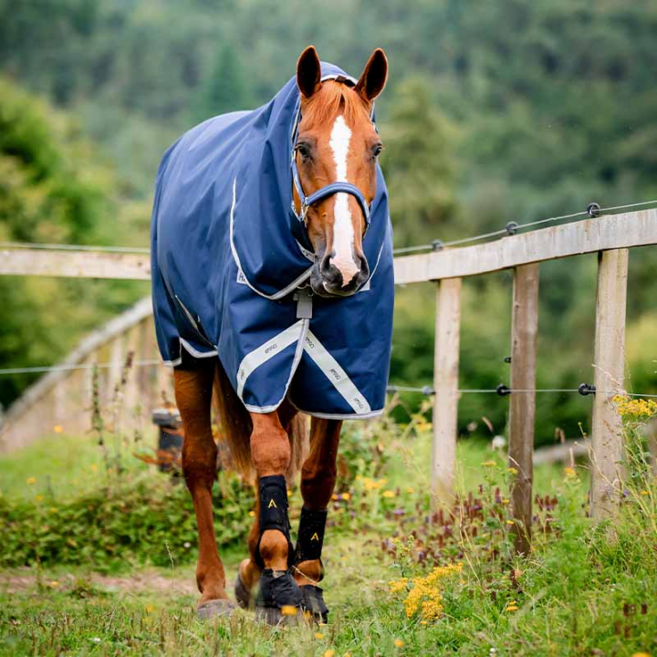 Winterdeken met Kap Amigo Bravo 12 Plus Bundle (50g+100g+200g) V-Front Marineblauw/Grijs in de groep Paardendekens / Buitendekens / Wintertdekens bij Equinest (AARDM2NA)