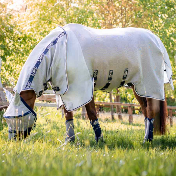 Vliegendeken met Hals Rambo Protector Zilver in de groep Vliegbescherming / Vliegendekens bij Equinest (AFAR90SI)