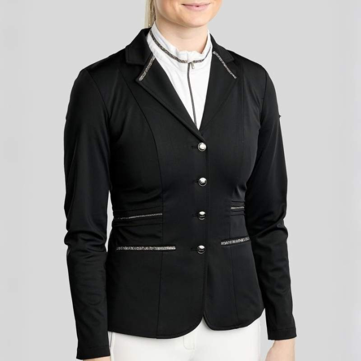 Wedstrijdjas MoKelly Softshell Gun Metal Crystals Zwart in de groep Rijkleding / Wedstrijdjasjes & Fracs bij Equinest (COMB2671434BA_r)