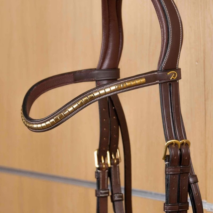 Frontriem V-vorm Brass Clincher Dyon Collection Bruin in de groep Paardenuitrusting / Hoofdstellen & Frontriemen / Frontriemen bij Equinest (DY02EBr_r)