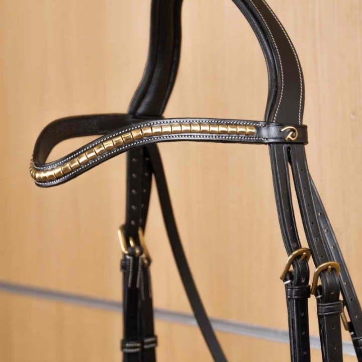 Frontriem V-vorm Brass Clincher Dyon Collection Zwart in de groep Paardenuitrusting / Hoofdstellen & Frontriemen / Frontriemen bij Equinest (DY02ESv_r)