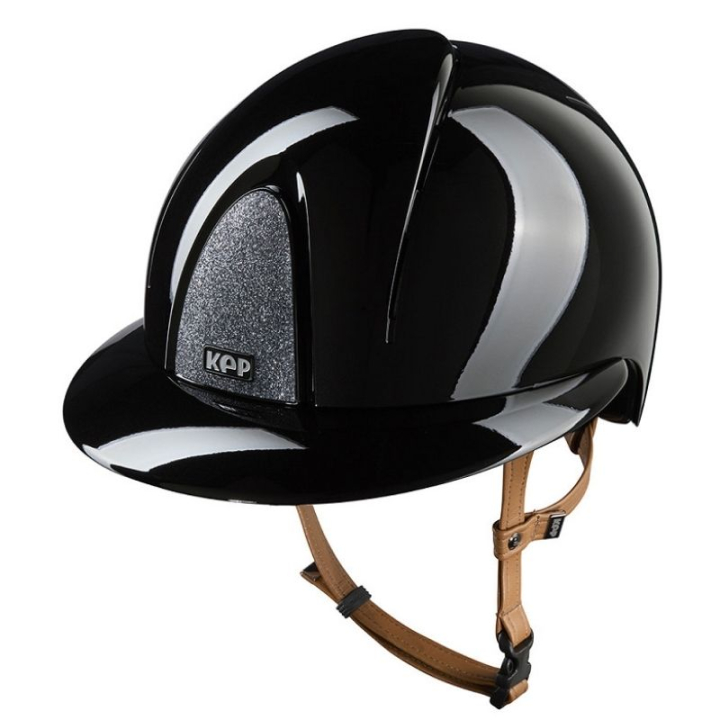 Paardrijcap Smart Nova Metal Polish Polo Star Beige Strap Zwart/Zilver in de groep Rijuitrusting / Paardrijcaps / Zonneklep bij Equinest (E54371B0BASI_r)