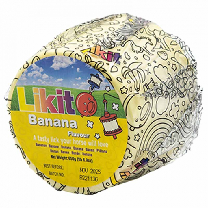 Liksteen Banana Refill met Gat 650g in de groep Voedingssupplement / Voedingssupplement paard / Zoutstenen & Likstenen bij Equinest (LIKB2BA-650)