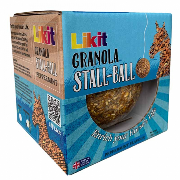 Stalbal Granola Pepparmint 1,6kg in de groep Voedingssupplement / Voedingssupplement paard / Zoutstenen & Likstenen bij Equinest (LIKGRANBALLMI-1600)