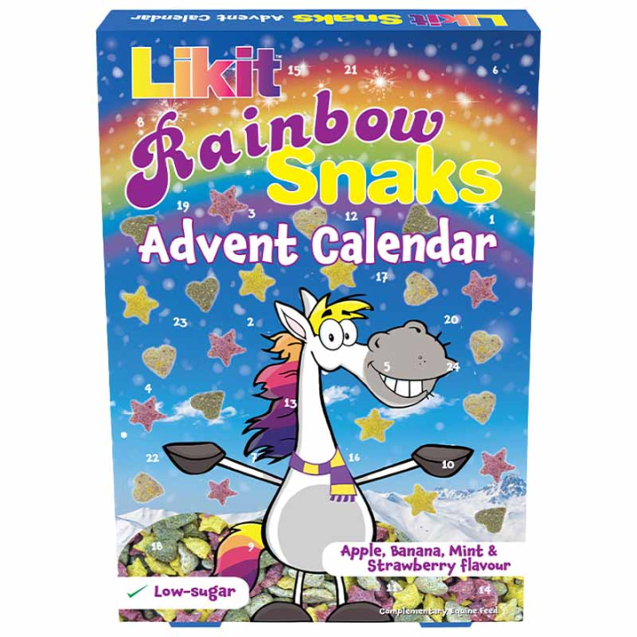 Adventskalender Paardensnoepjes Rainbow Snaks 200g in de groep Paardenverzorging en Verzorging / Paardensnoepjes bij Equinest (LIKITADST-200)