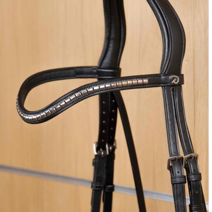 Frontriem V-vorm Silver Clincher New English Collection Zwart in de groep Paardenuitrusting / Hoofdstellen & Frontriemen / Frontriemen bij Equinest (NE02MSv_r)
