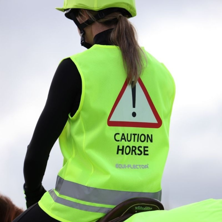Reflectievest Caution Horse Geel in de groep Rijuitrusting / Reflectoren bij Equinest (SH1057942XSYE_r)