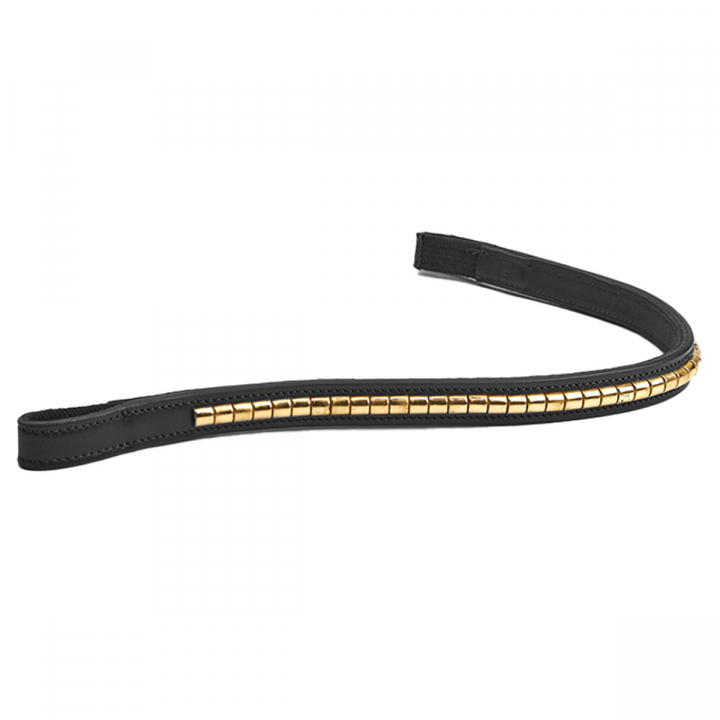 Hoofdband Klinker Zwart/Messing in de groep Paardenuitrusting / Hoofdstellen & Frontriemen / Frontriemen bij Equinest (SH512360BABRASS_r)
